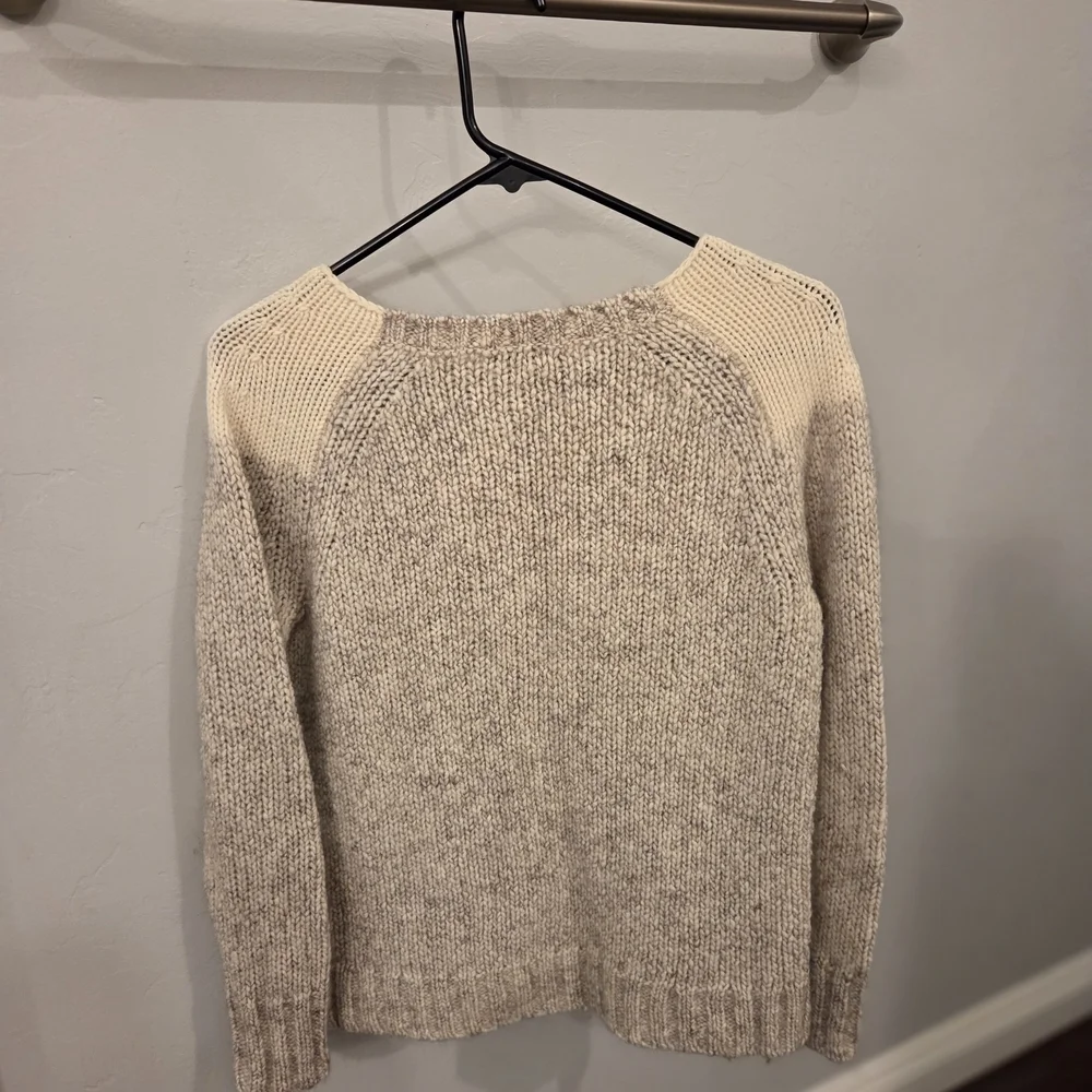 J. Crew Cream and Gray Knit Sweater